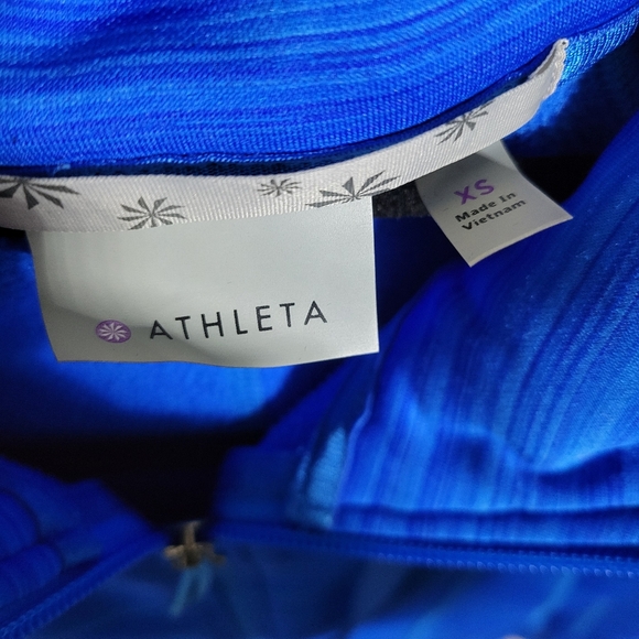 Athleta Striped Strength Full Zip Hoodie Macaw Blue, Size XS - Picture 2 of 8
